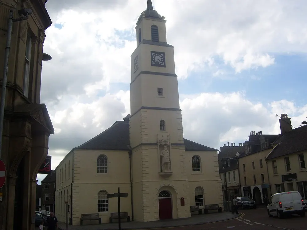 St Nicholas Parish Church, Lanark, the local landmark of ML11